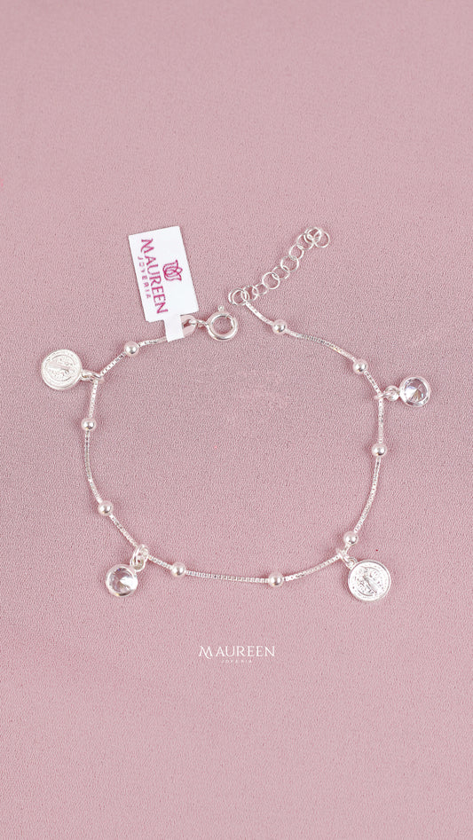 Pulsera dije San Benito con punto de luz - Plata