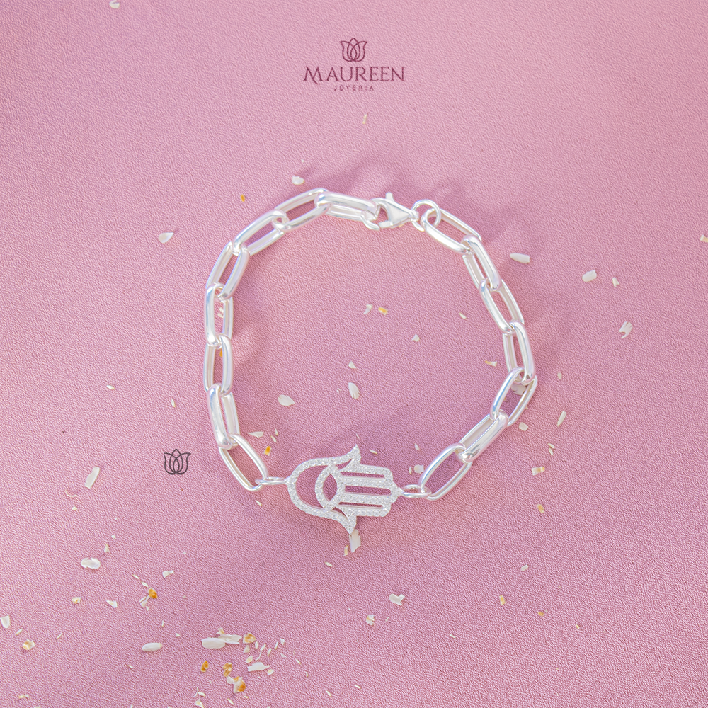 Pulsera paper clip mano poderosa piedras circones