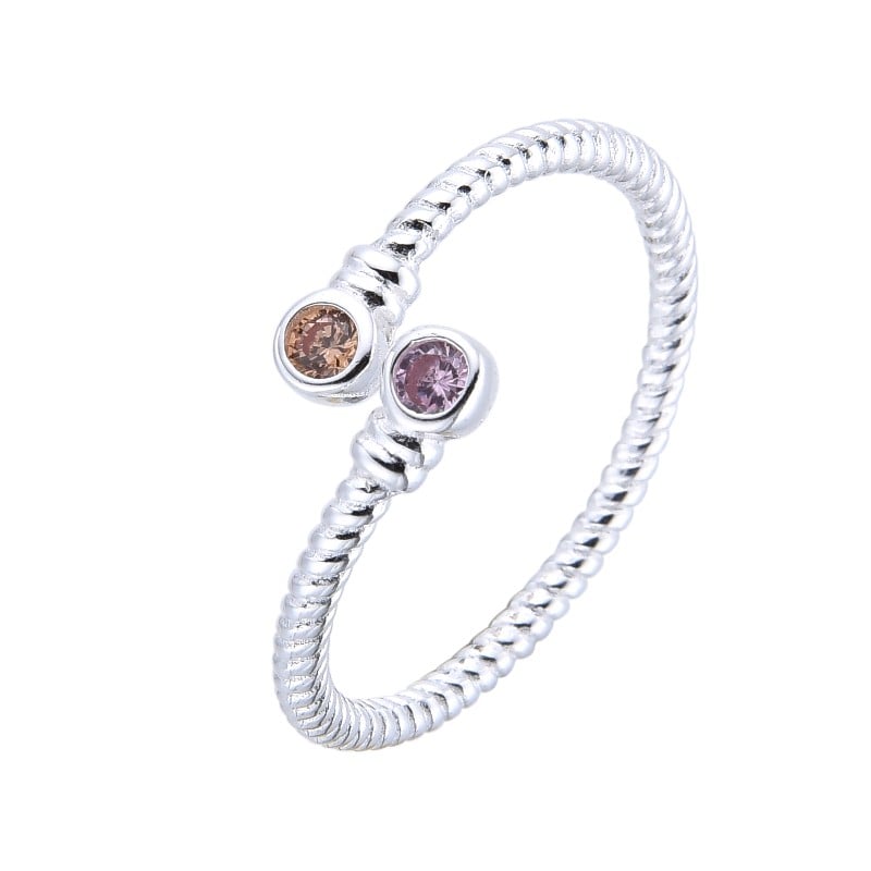 Anillo punto de luz regulable trenzado - Plata