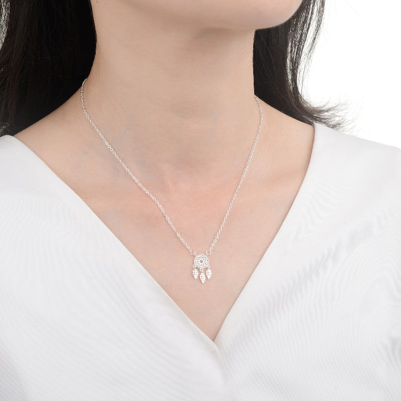 Collar atrapasueño con circones - Plata