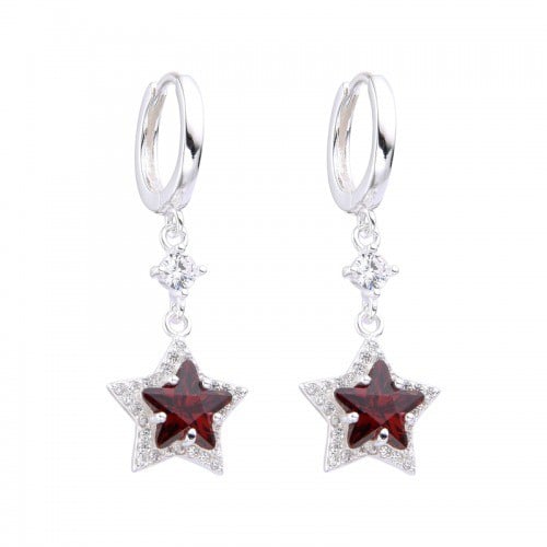 Argolla huggies estrella con circones - Plata