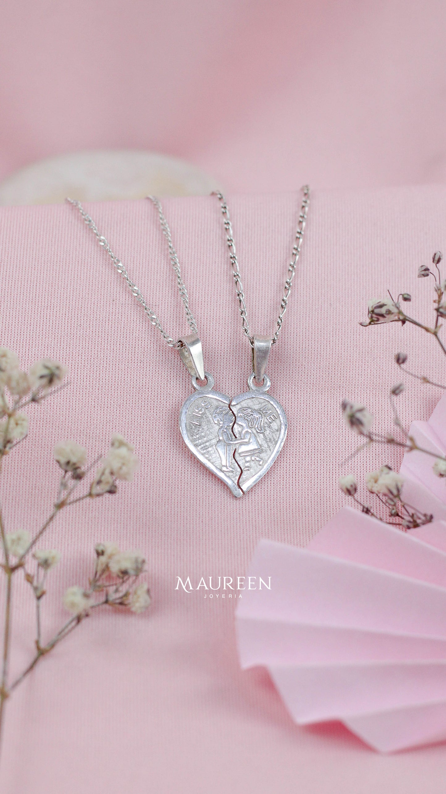 Dije doble corazón "Kiss me " - Plata