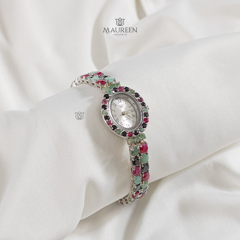 Reloj ovalado piedra natural - Plata