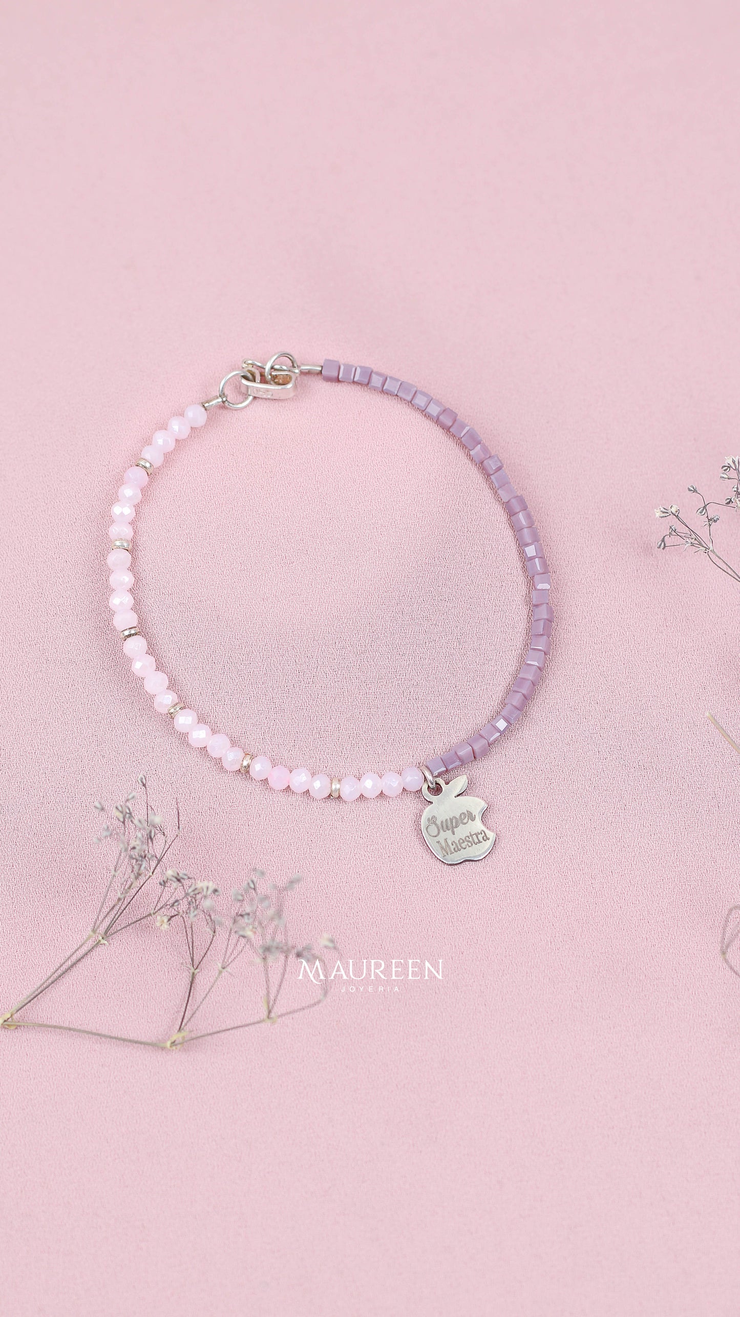 Pulsera manzana super maestra con murano - Plata