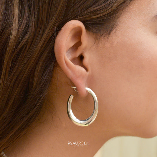 Argolla modelo chunky - Plata