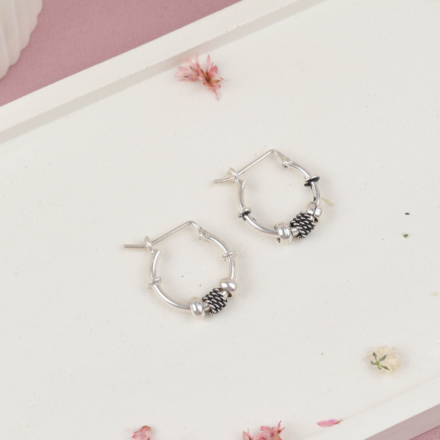 Argolla tubos enrollados - Plata quemada