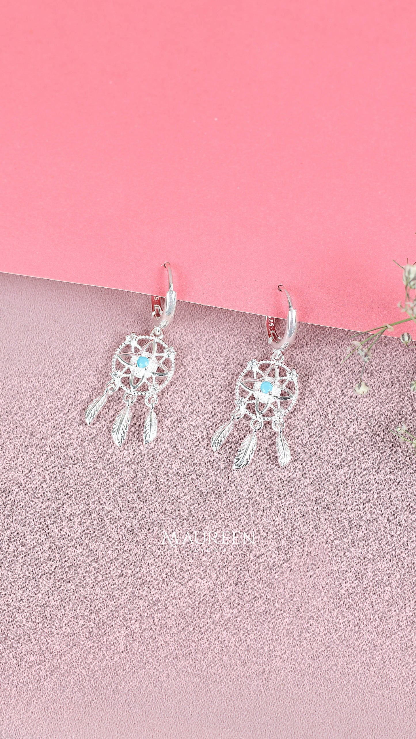 Argolla con atrapa sueños piedra turquesa - Plata