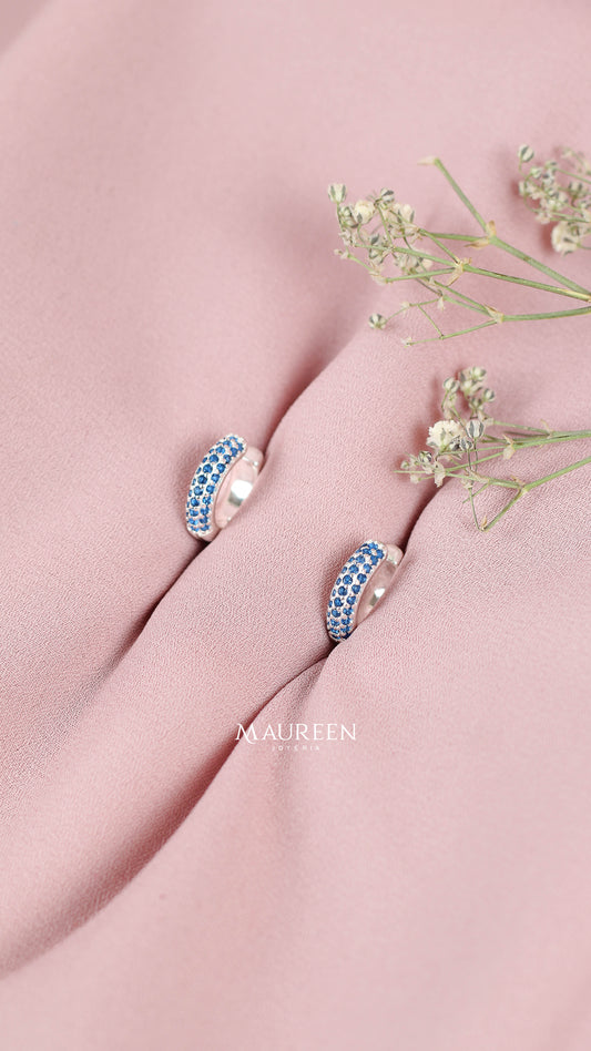 Argolla earcuff con minicircones azules - Plata