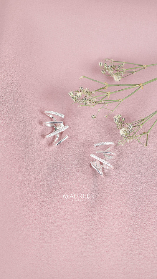 Argolla earcuff 4 garras con cicones - Plata