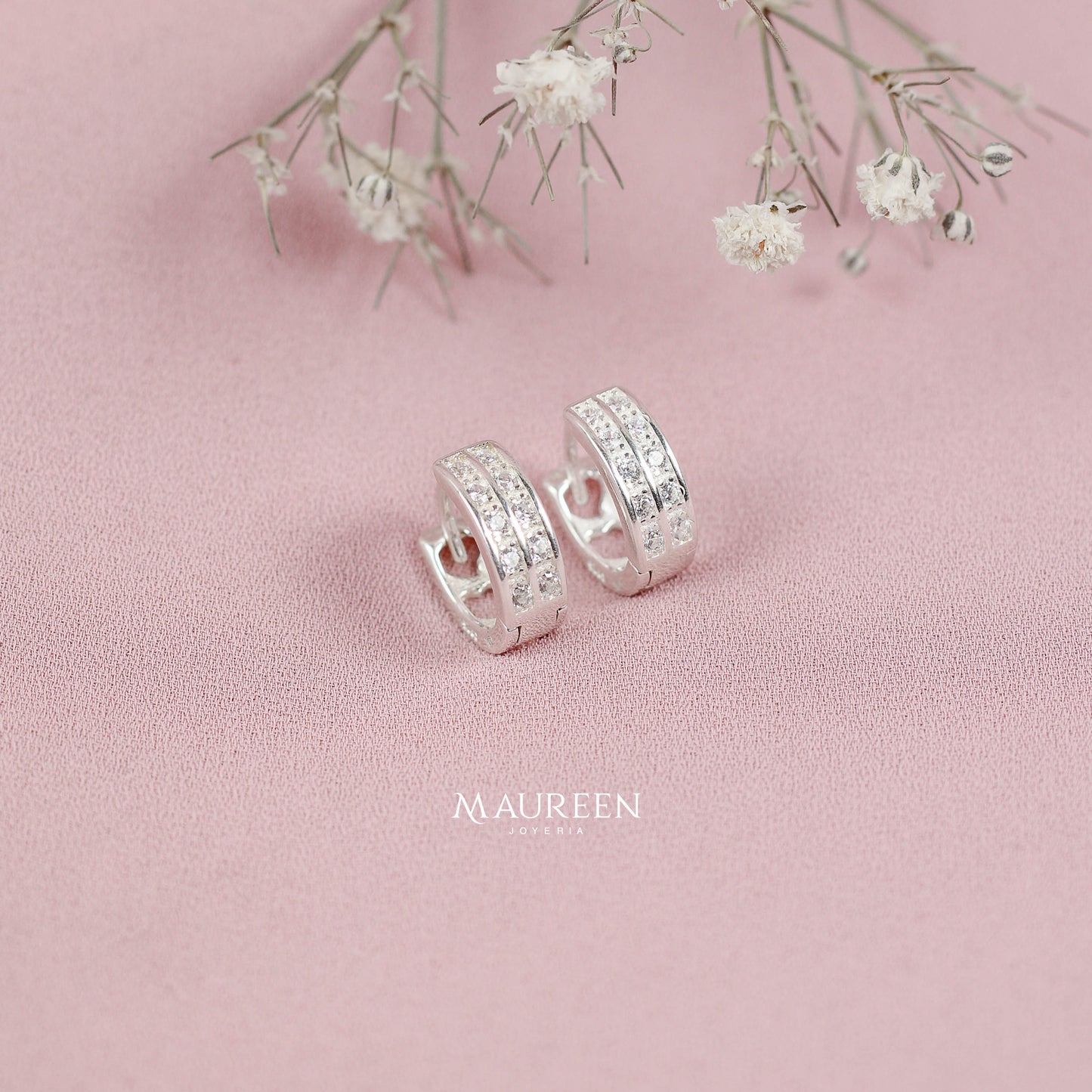 Argolla corazones con circones - Plata