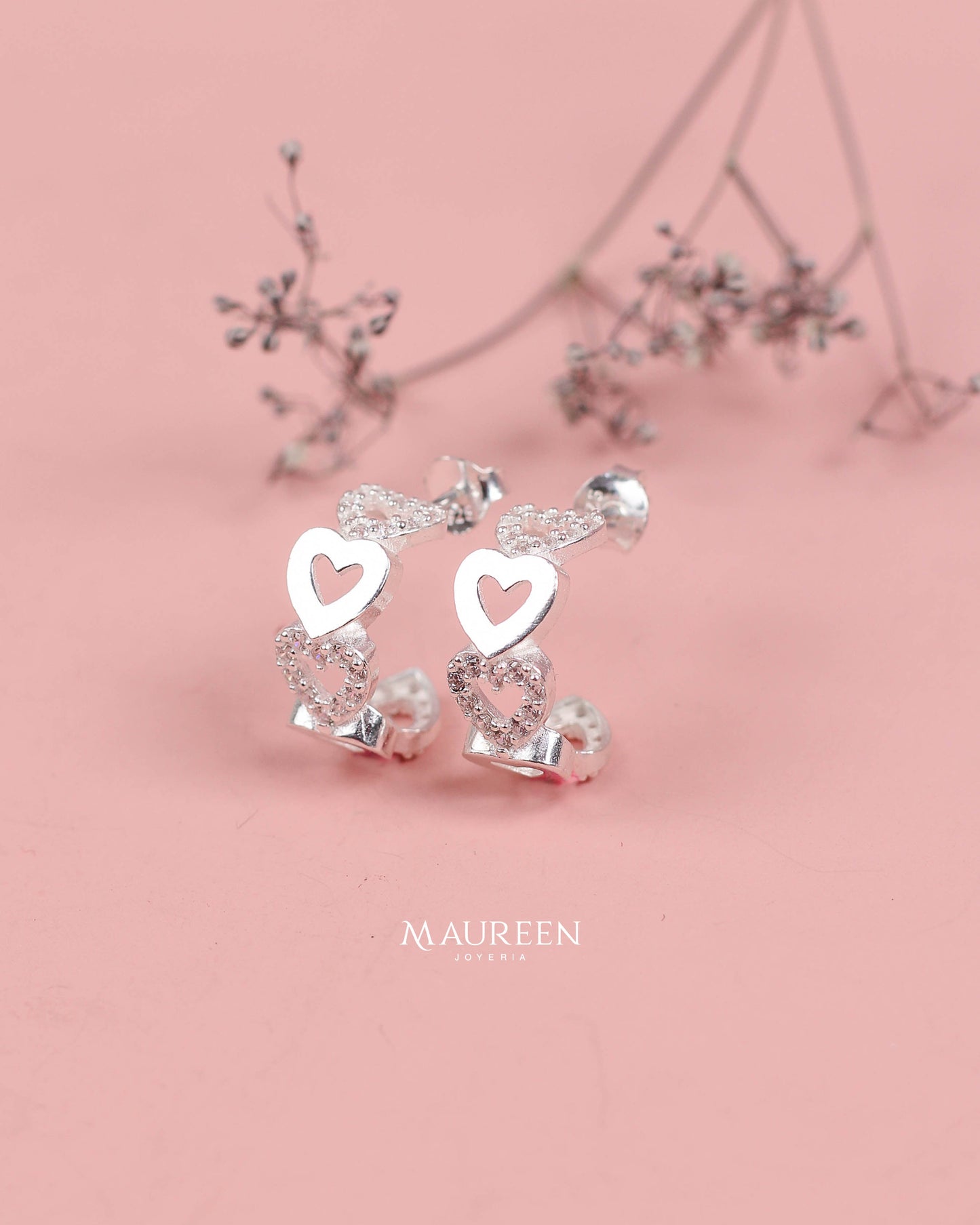 Argolla 5 corazones circones calados - Plata