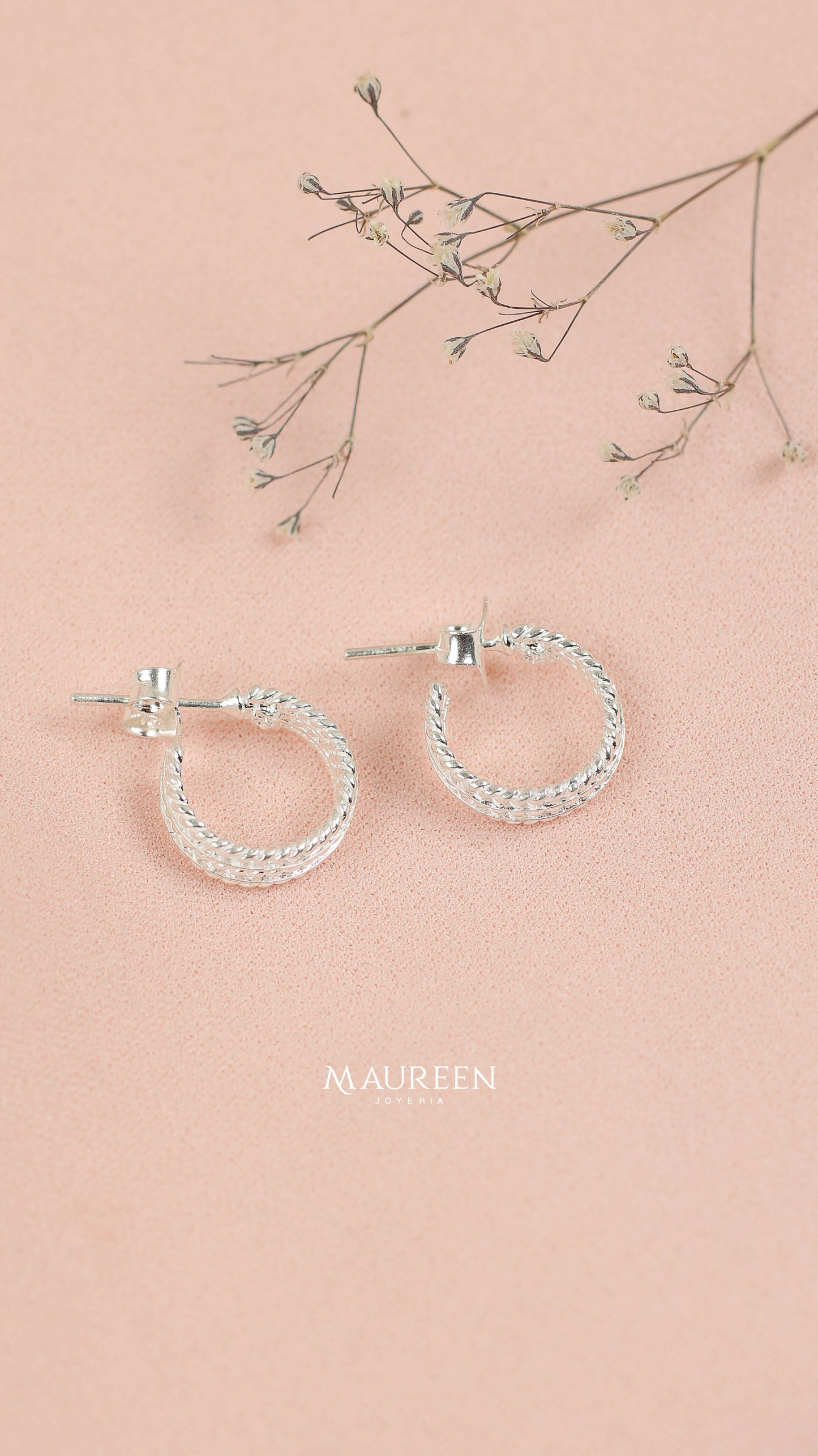 Argolla filigrana entorchada poste - Plata