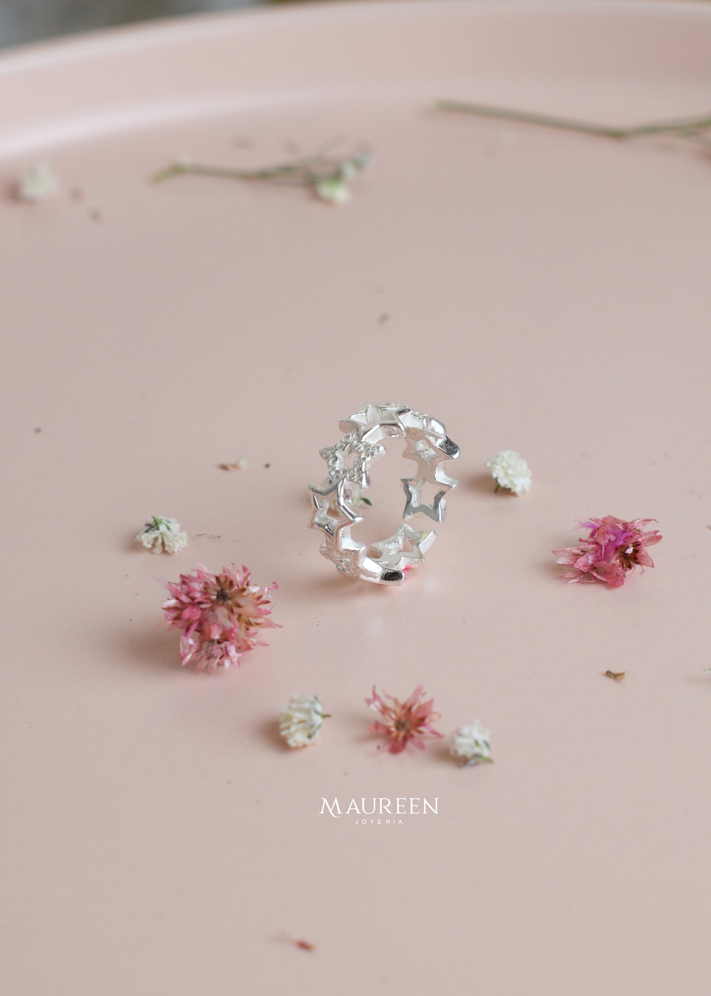 Anillo estrellas cadena - Plata