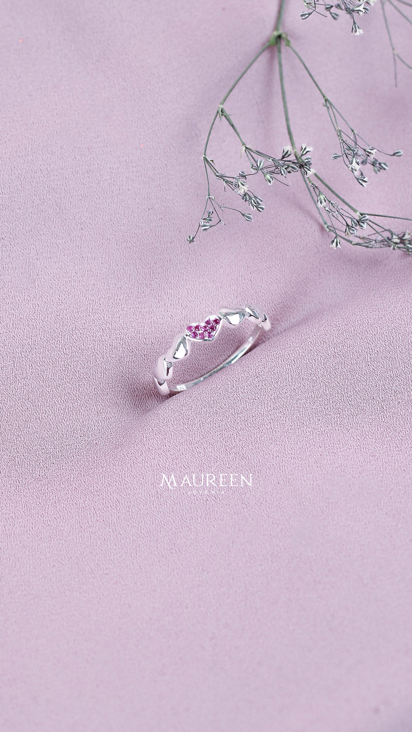 Anillo corazones planos - Plata