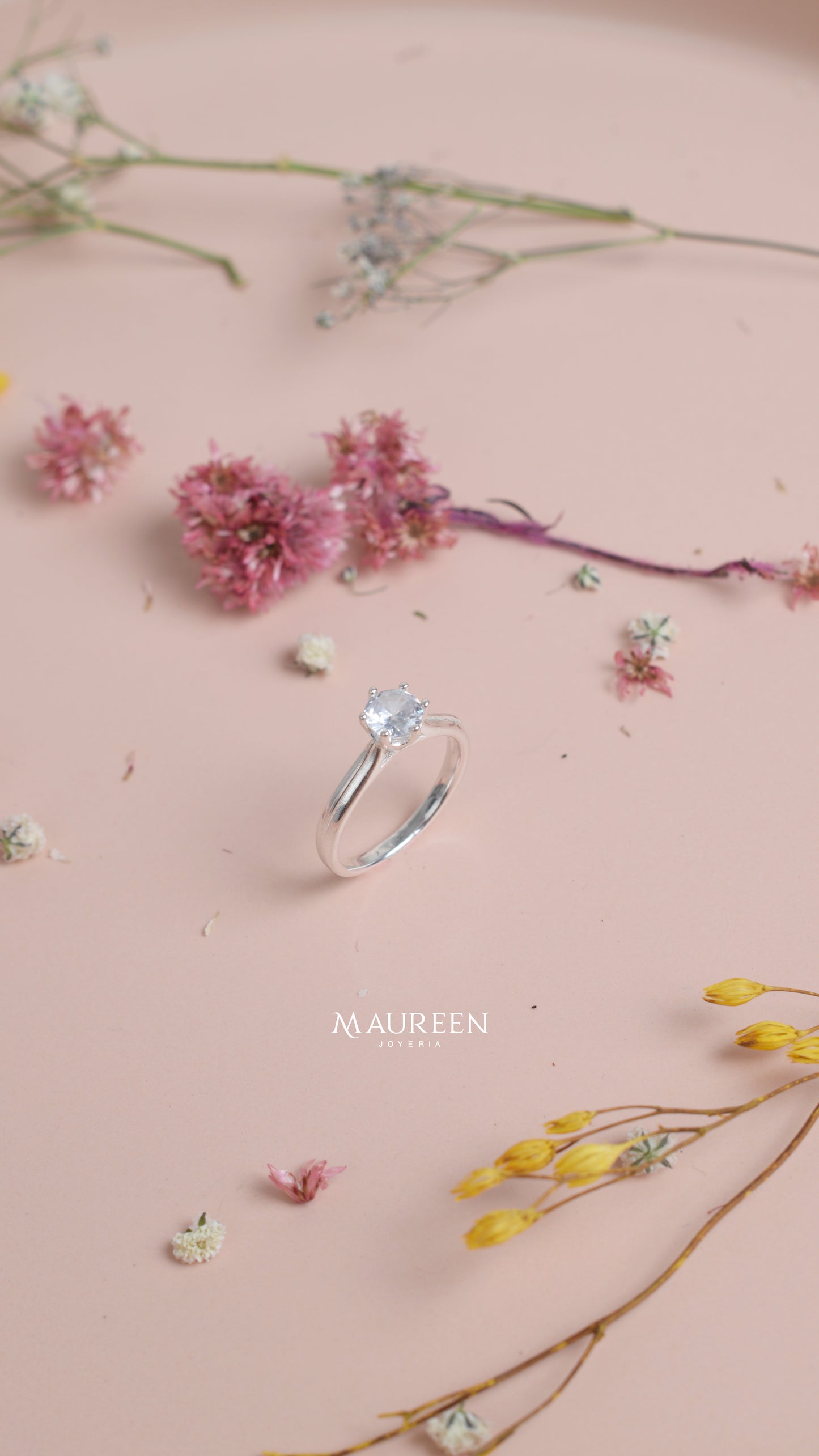 Anillo de compromiso solitario - Plata