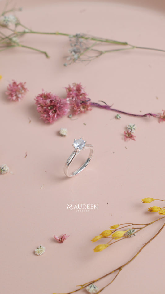 Anillo de compromiso solitario - Plata