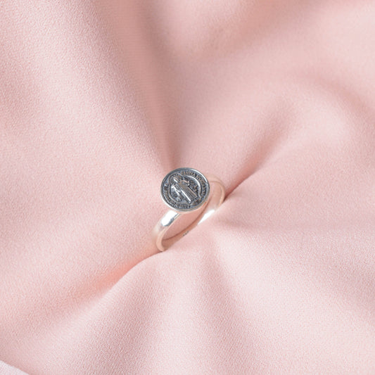 Anillo San Benito plano - Plata quemada