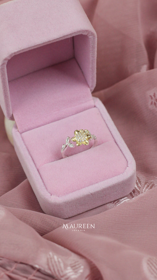 Anillo ajustable girasol - Plata/Oro