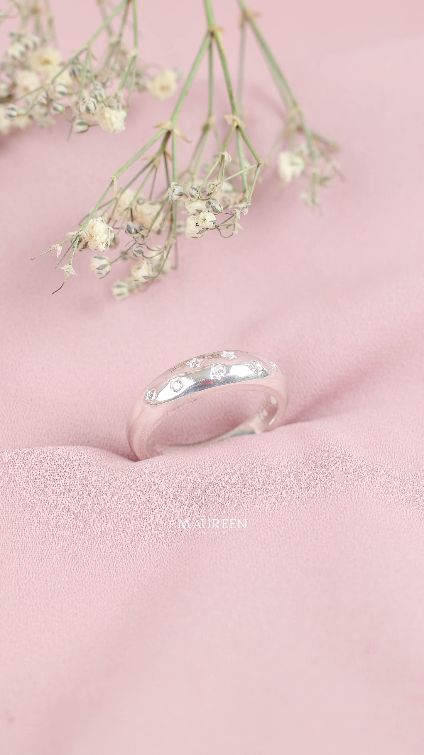 Anillo punto de luz circones estrella - Plata