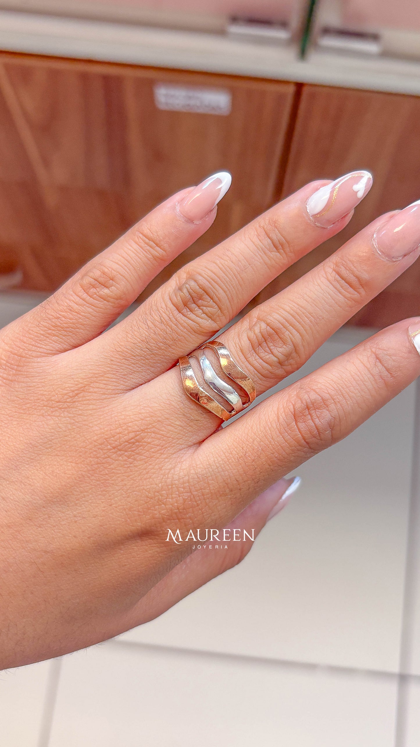 Anillo ondas - Plata/Oro