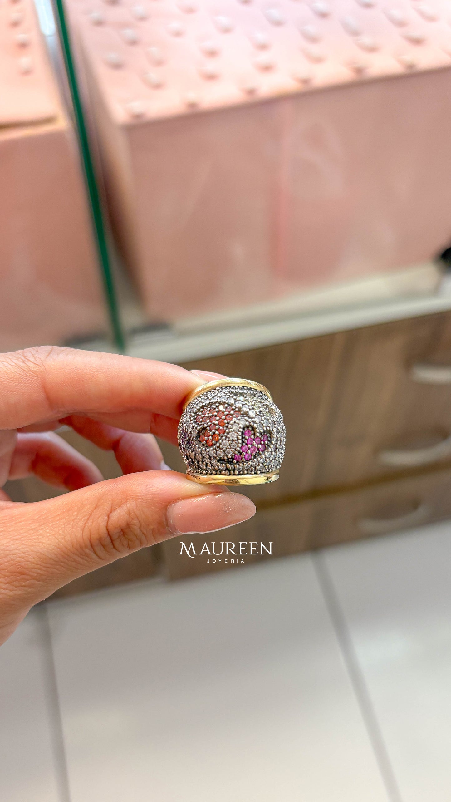 Anillo circones con corazones de colores - Plata/Oro