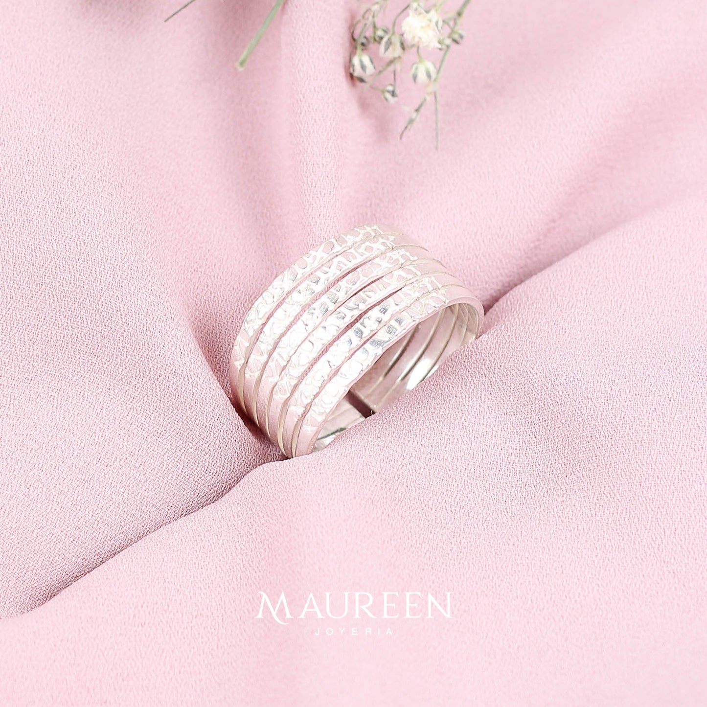 Anillo ajustable 6 rayas texturadas