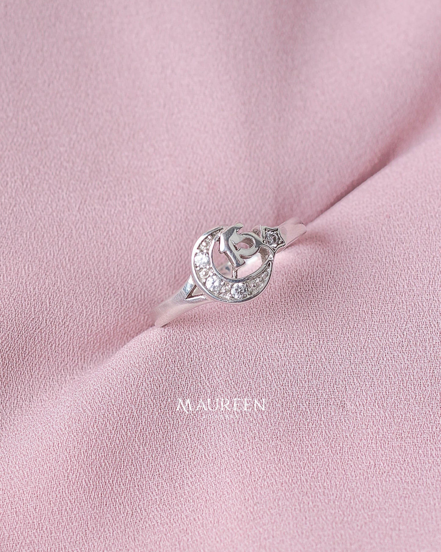 Anillo luna con circones de 15 años - Plata