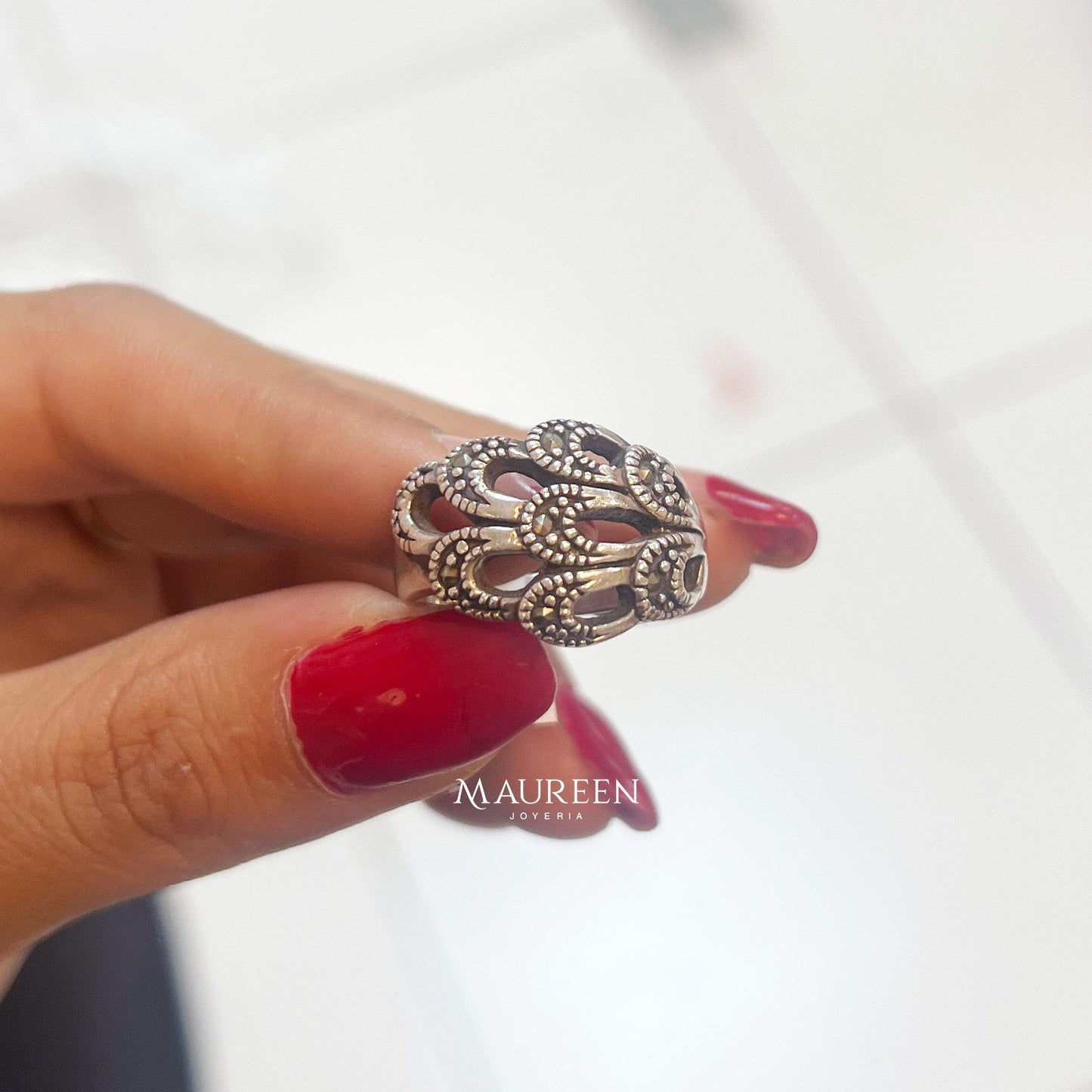 Anillo marquesita calada - Plata