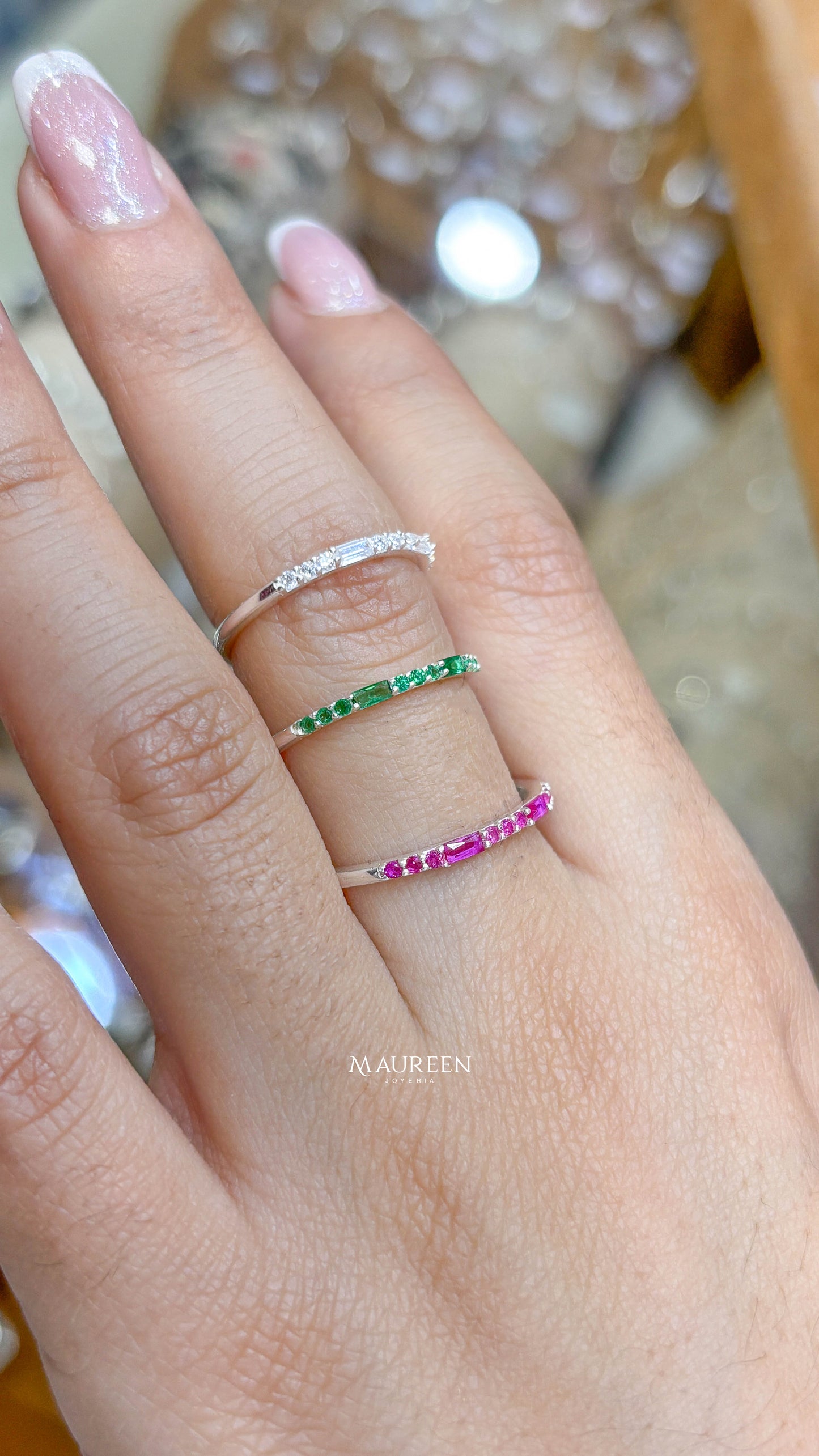 Anillo churumbela piedras - Plata