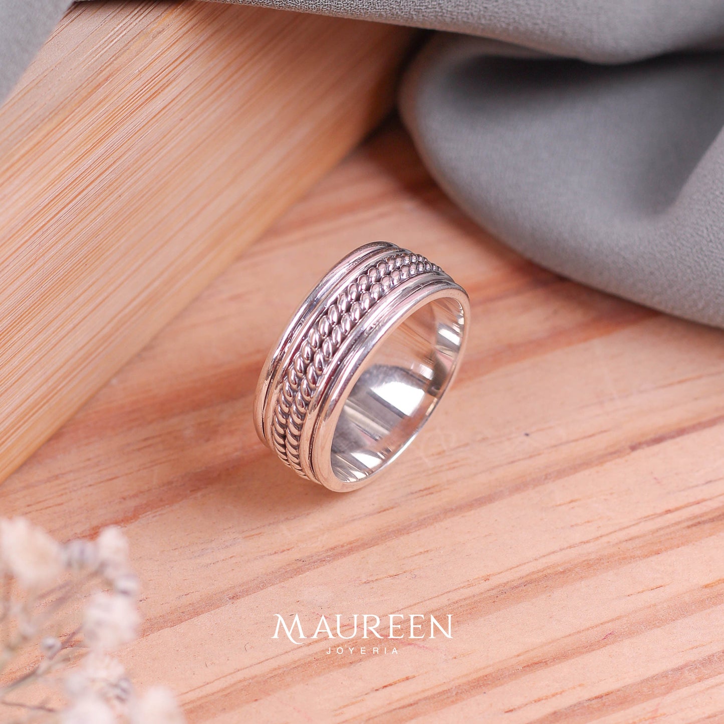 Anillo hombre doble enrollado - Plata