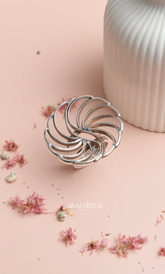 Anillo espiral chunky - Plata quemada