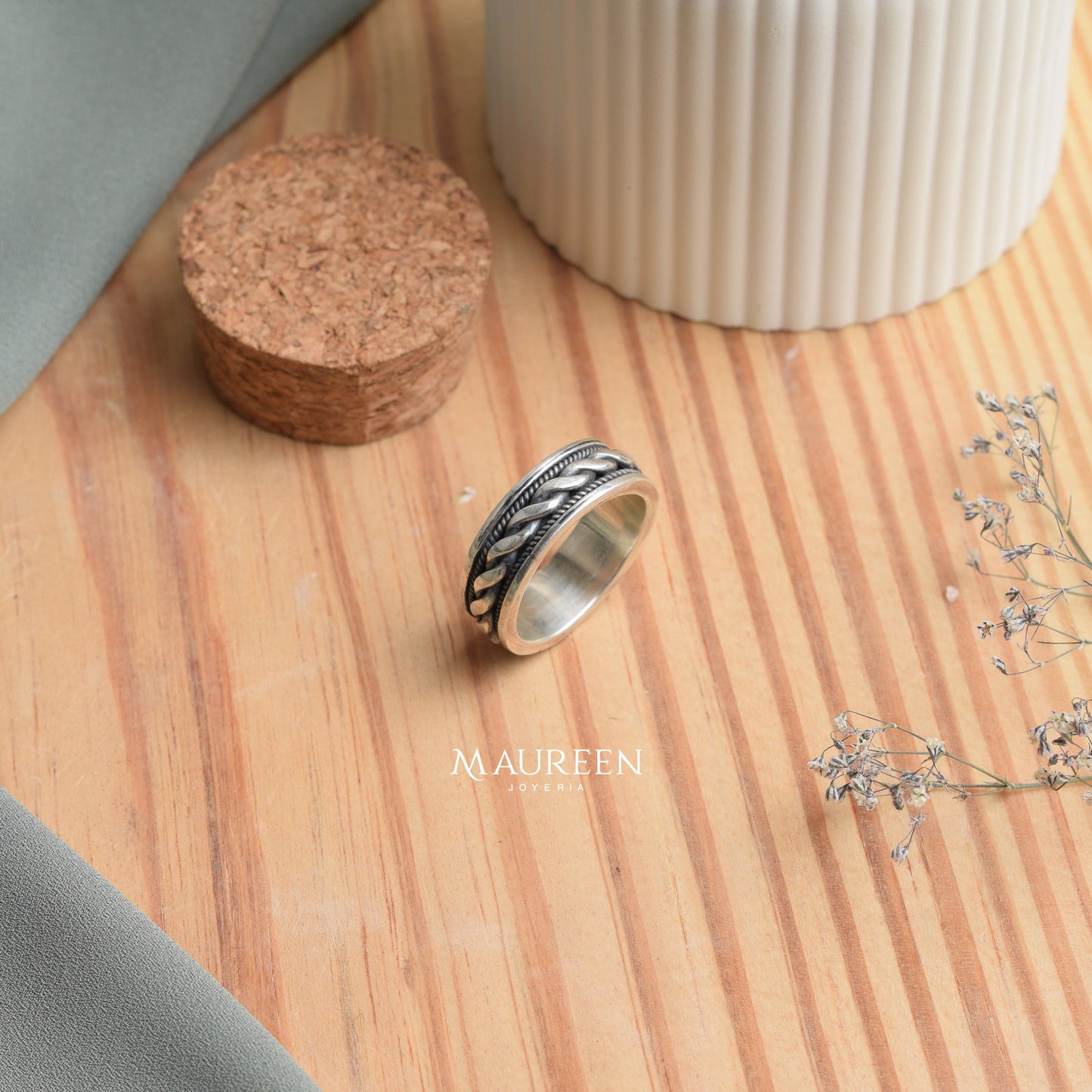 Anillo hombre soga - Plata