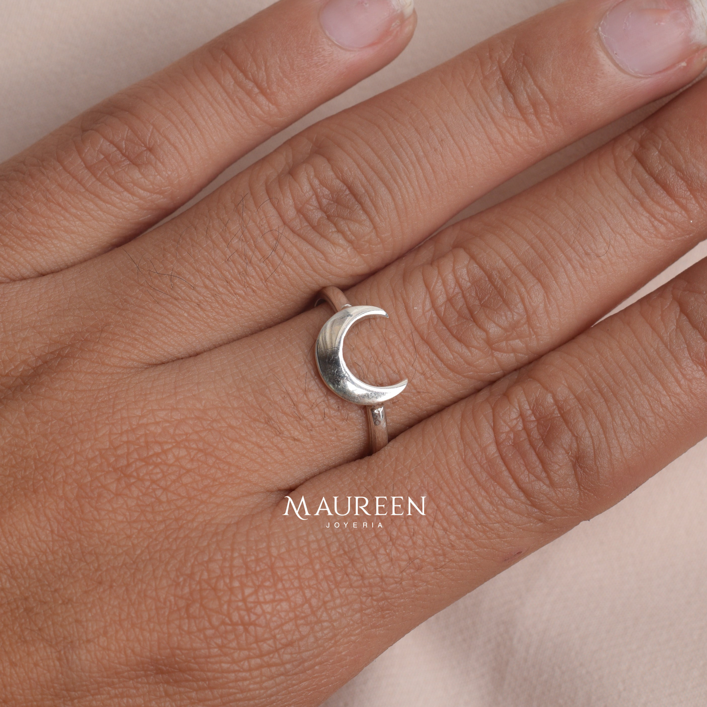 Anillo luna plana - Plata