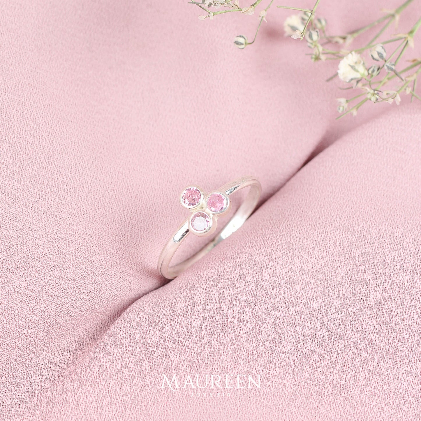 Anillo trebol circones - Plata