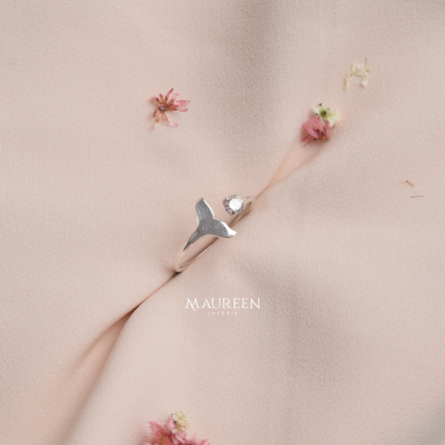 Anillo cola de sirena con circon regulable - Plata