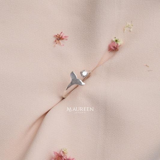 Anillo cola de sirena con circon regulable - Plata