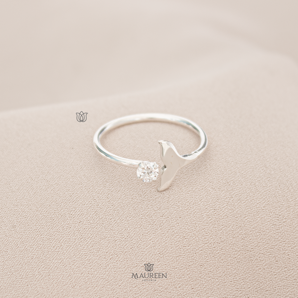 Anillo cola de sirena con circon regulable - Plata