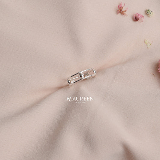 Anillo media bola- Plata