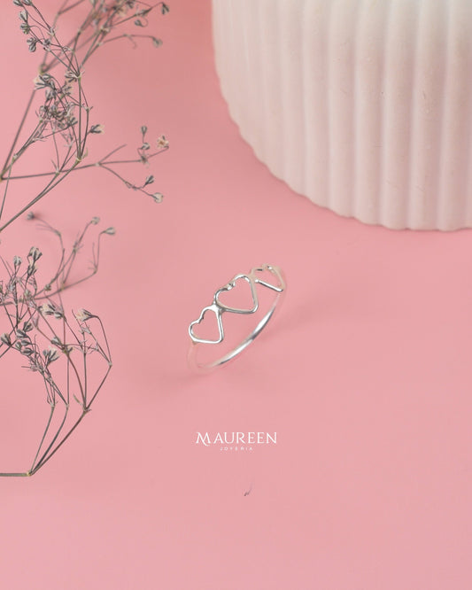Anillo tres corazones - Plata