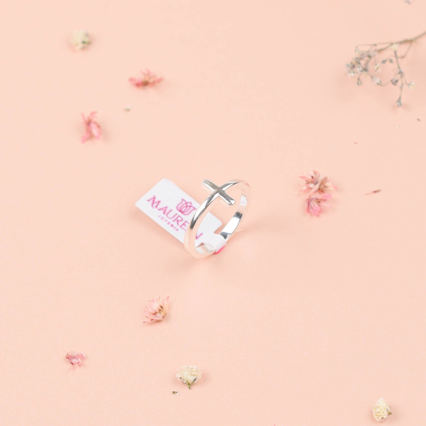 Anillo denario cruz lisa- Plata