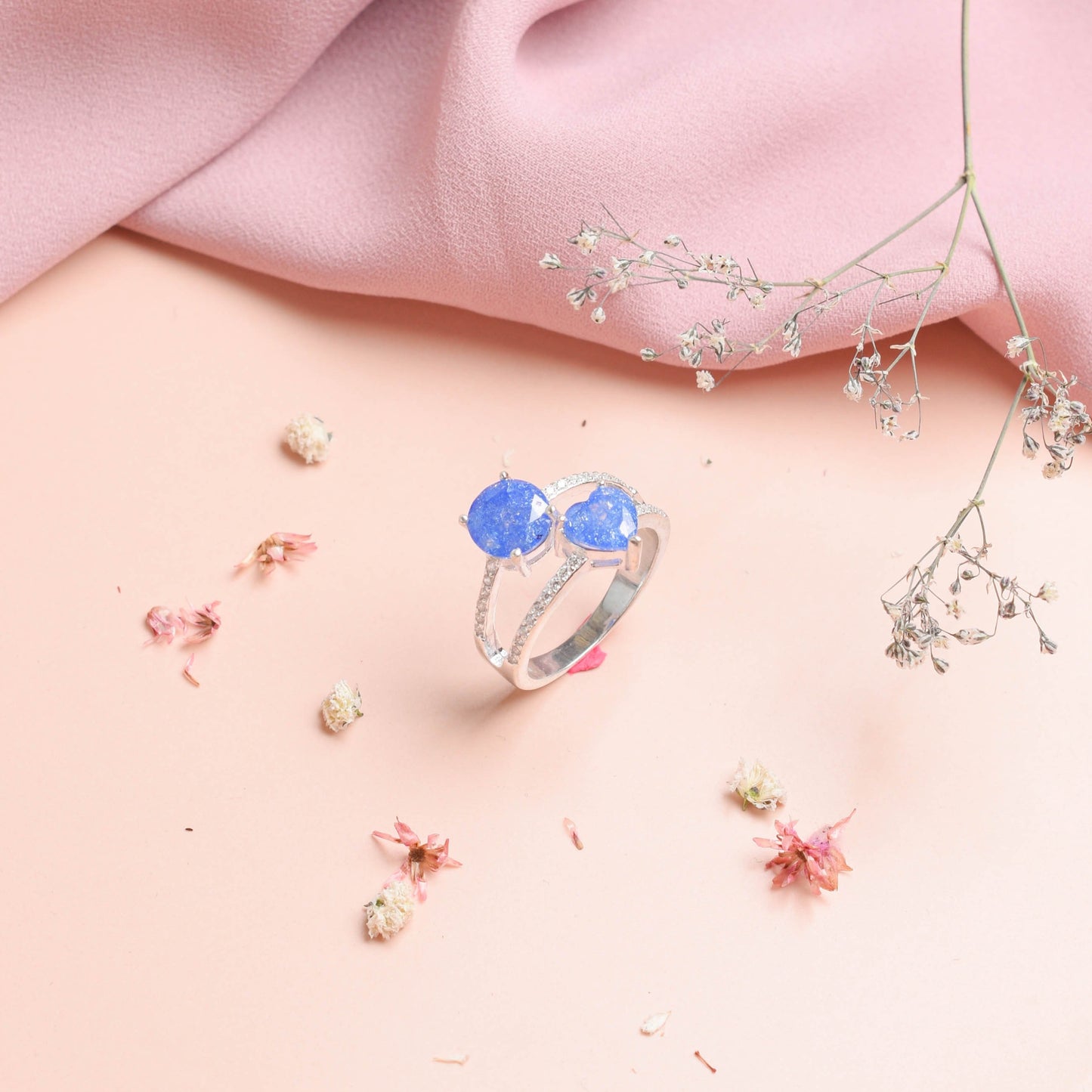 Anillo doble corazon- Plata