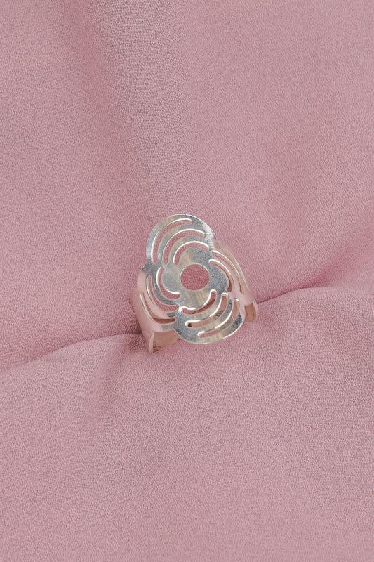 Anillo calado con flores - Plata