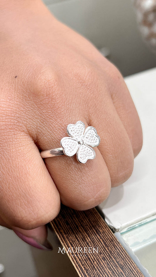 Anillo trebol - Plata