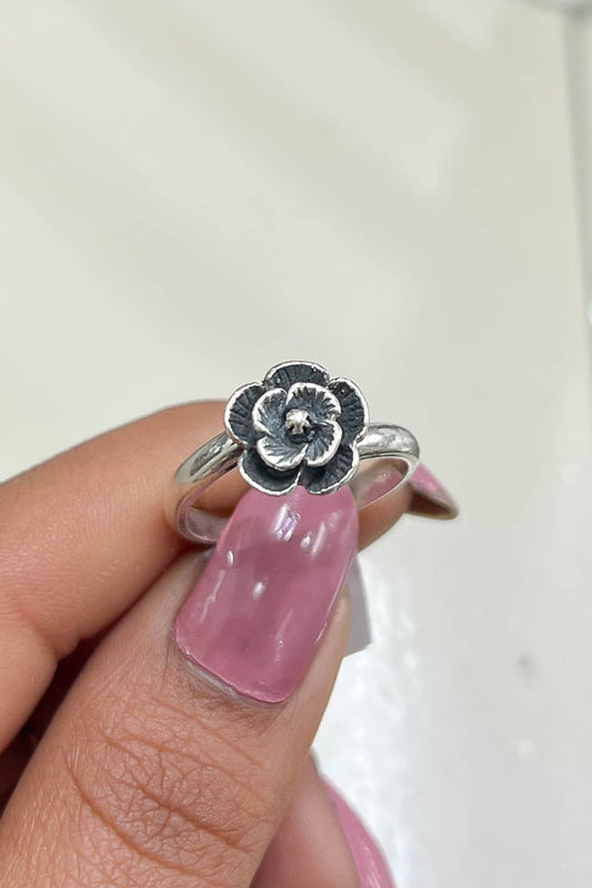 Anillo rosa - Plata quemada
