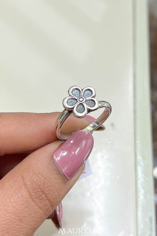 Anillo flor - Plata quemada