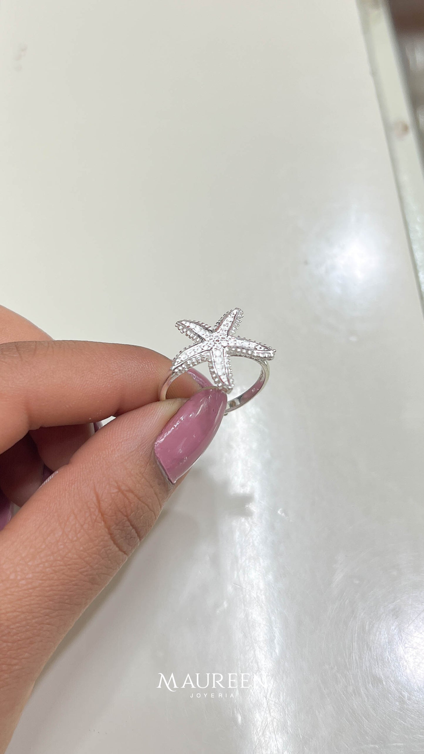 Anillo estrella de mar- Plata