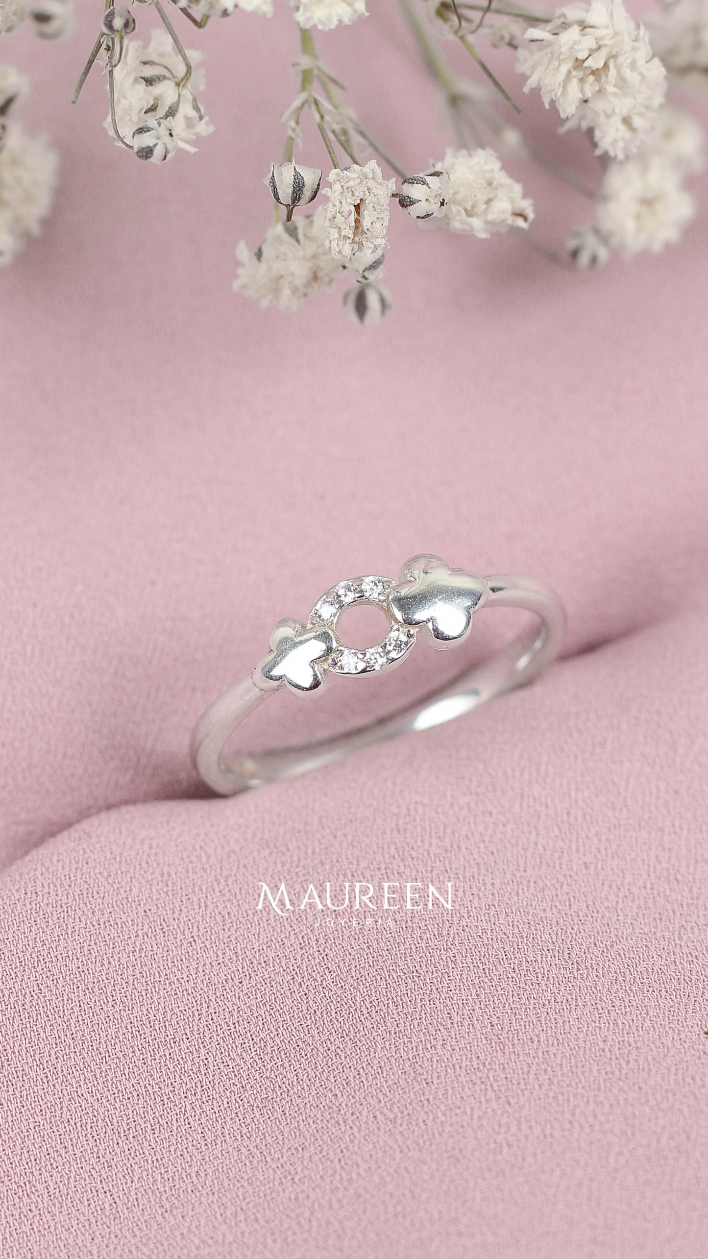 Anillo dos flores VAN - Plata