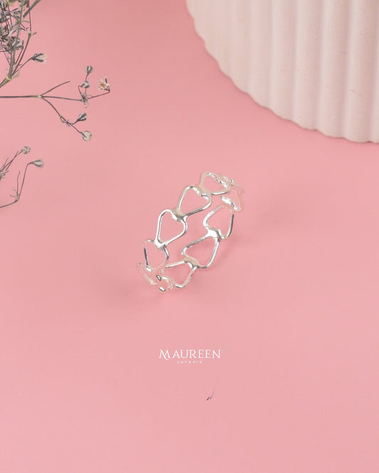 Anillo corazones calados - Plata