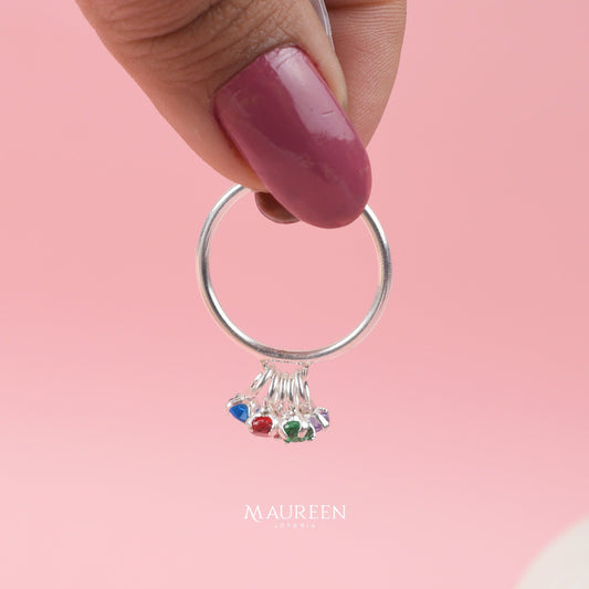 Anillo con circones colgantes - Plata