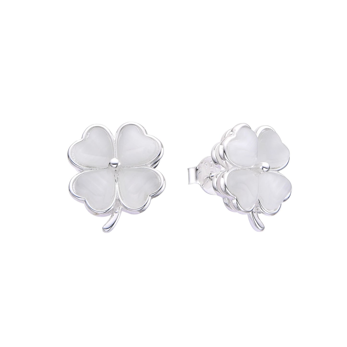 Arete trebol nacar - Plata